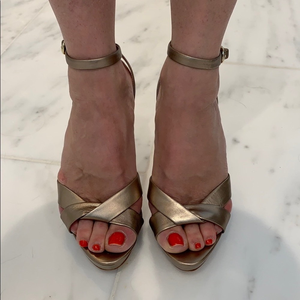 Gold/bronze Via Spiga Leather High Heel Sandals